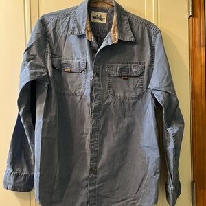 Wrangler Light Blue Long-Sleeve Button Down Work Shirt